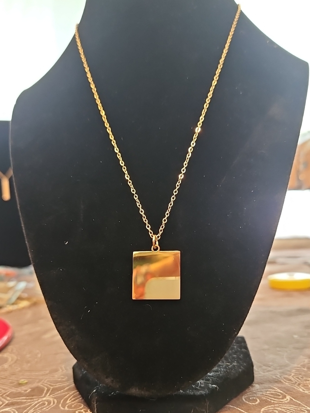 Plunder Design 18" Rose-Gold Tone Square Pendant Necklace - Engravable - New